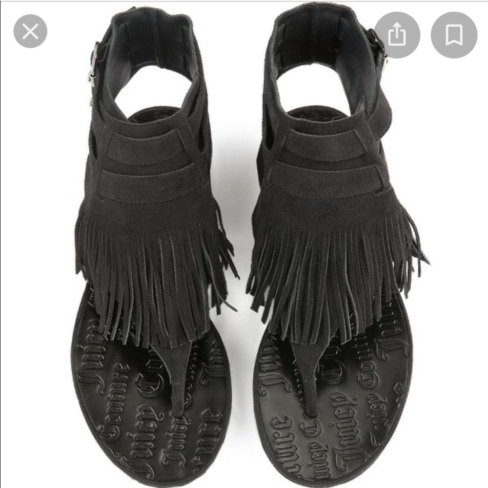 Juicy Couture Grey Fringe Ankle Sandals size 8